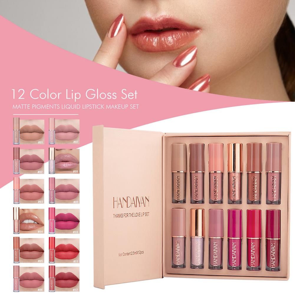 HANDAIYAN 12 pcs Matte Liquid Lipstick Box